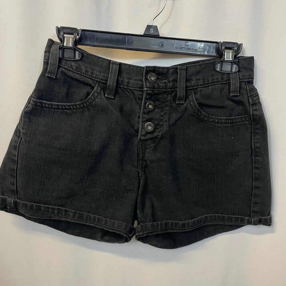 Levi's Black Jean Silver Tab Button Fly Denim Shorts Vintage VTG 90s Size 26
